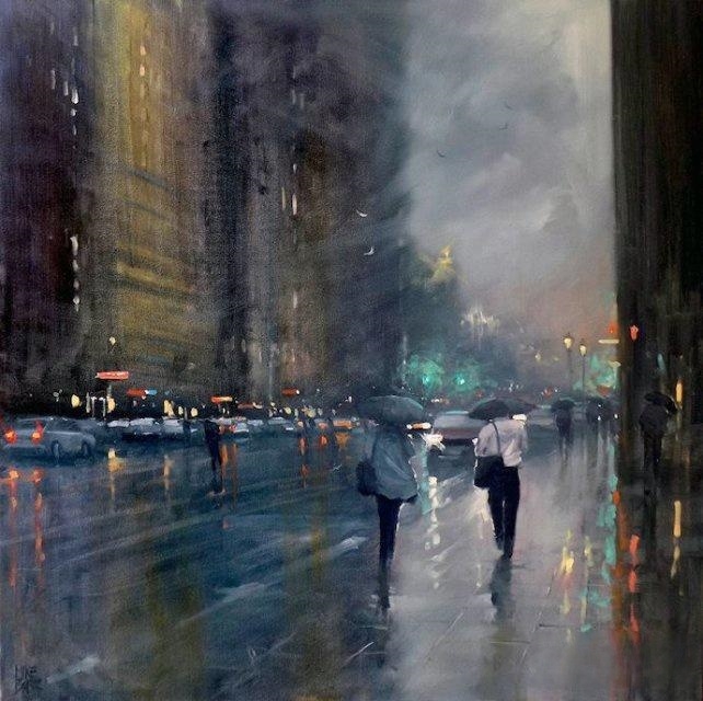 澳大利亚都市雨景：Mike Barr（麦克·巴尔）绘画作品