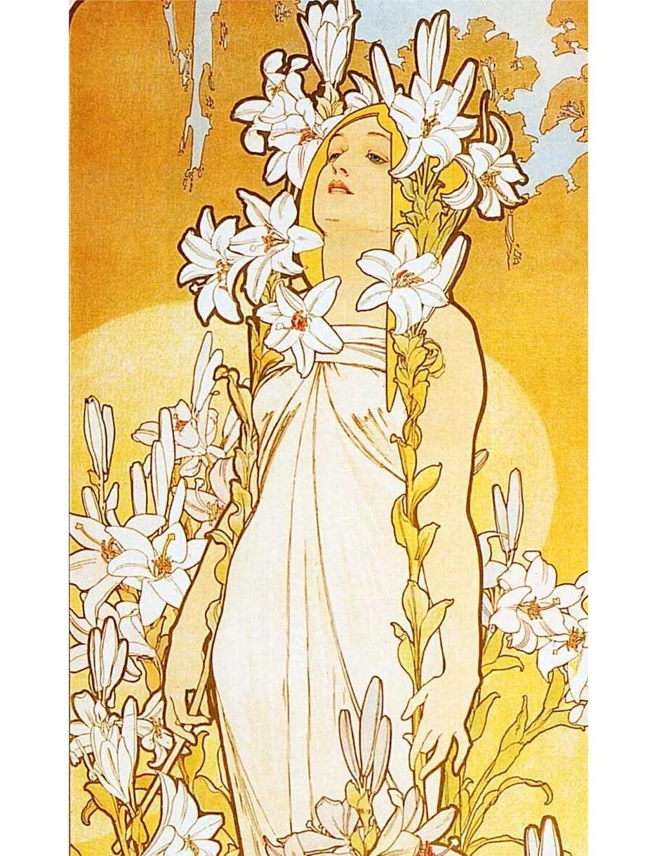 捷克布拉格美术馆的穆夏百合花女神