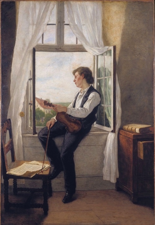 Otto Scholderer《沉思的小提琴手》（The Violinist b