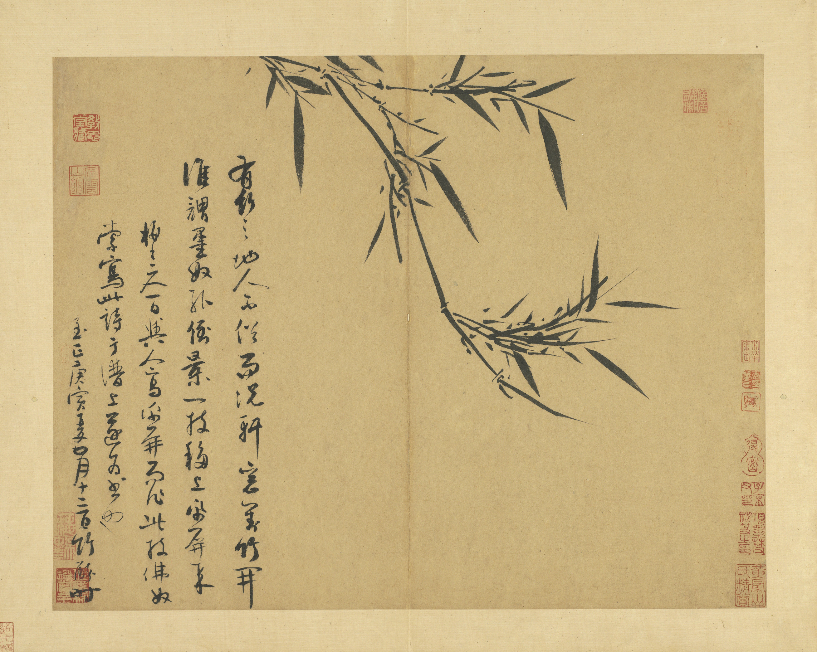 元代绘画大师-吴镇书画合壁《墨竹谱》册（台北故宫博物院藏）