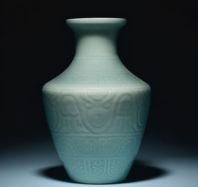 粉青釉刻博古龙纹壶