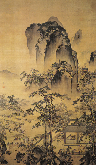 明 朱端《松院闲吟图》