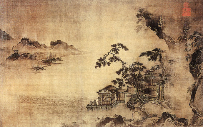 明 王谔《江阁远眺图》
