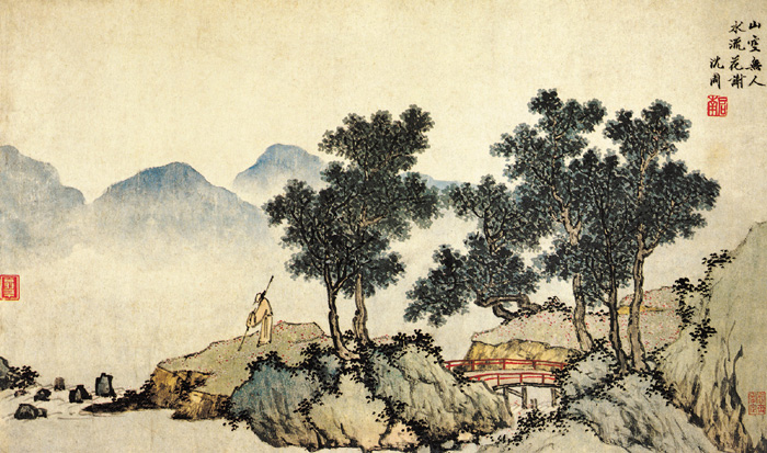 明 沈周《落花诗意图》