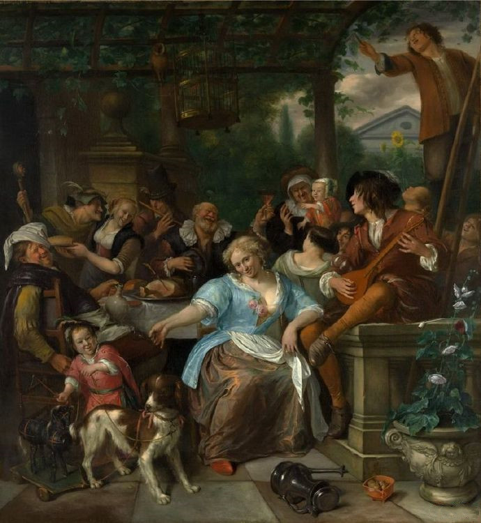 斯蒂恩《Merry Company On A Terrace》阳台上的欢乐时光