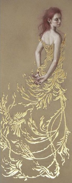 英国女画家斯蒂芬妮的镶金美女绘画作品，金碧辉煌