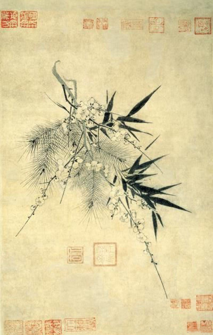 台北故宫博物院馆收藏的赵孟坚画《岁寒三友图》