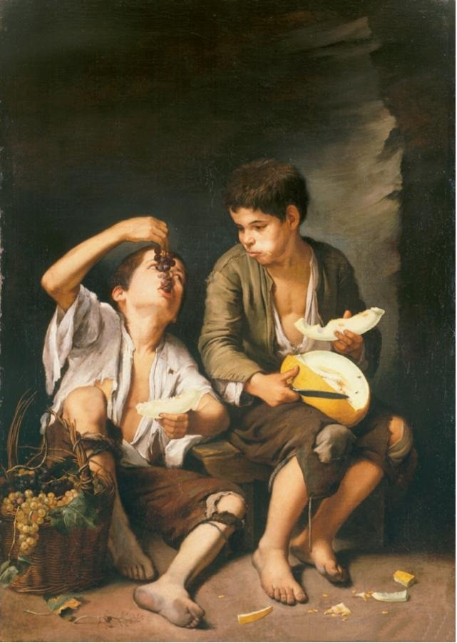 四十幅世界名画巴罗洛梅·埃斯特巴·穆立罗《吃葡萄与甜瓜的少年