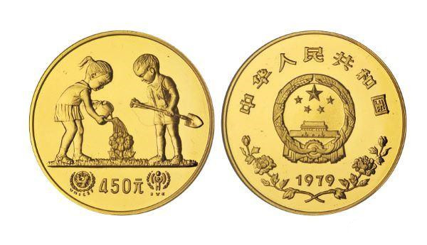 加厚金浇花（国际儿童年加厚金币）