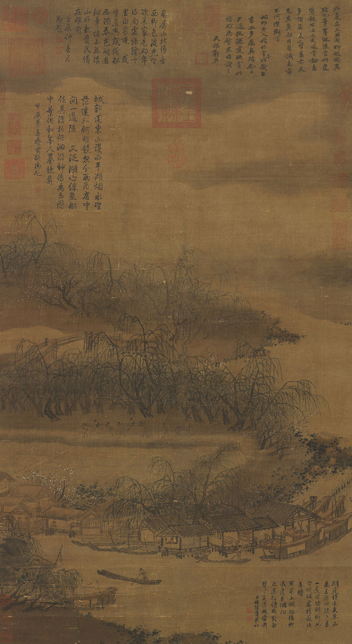夏圭《西湖柳艇图》