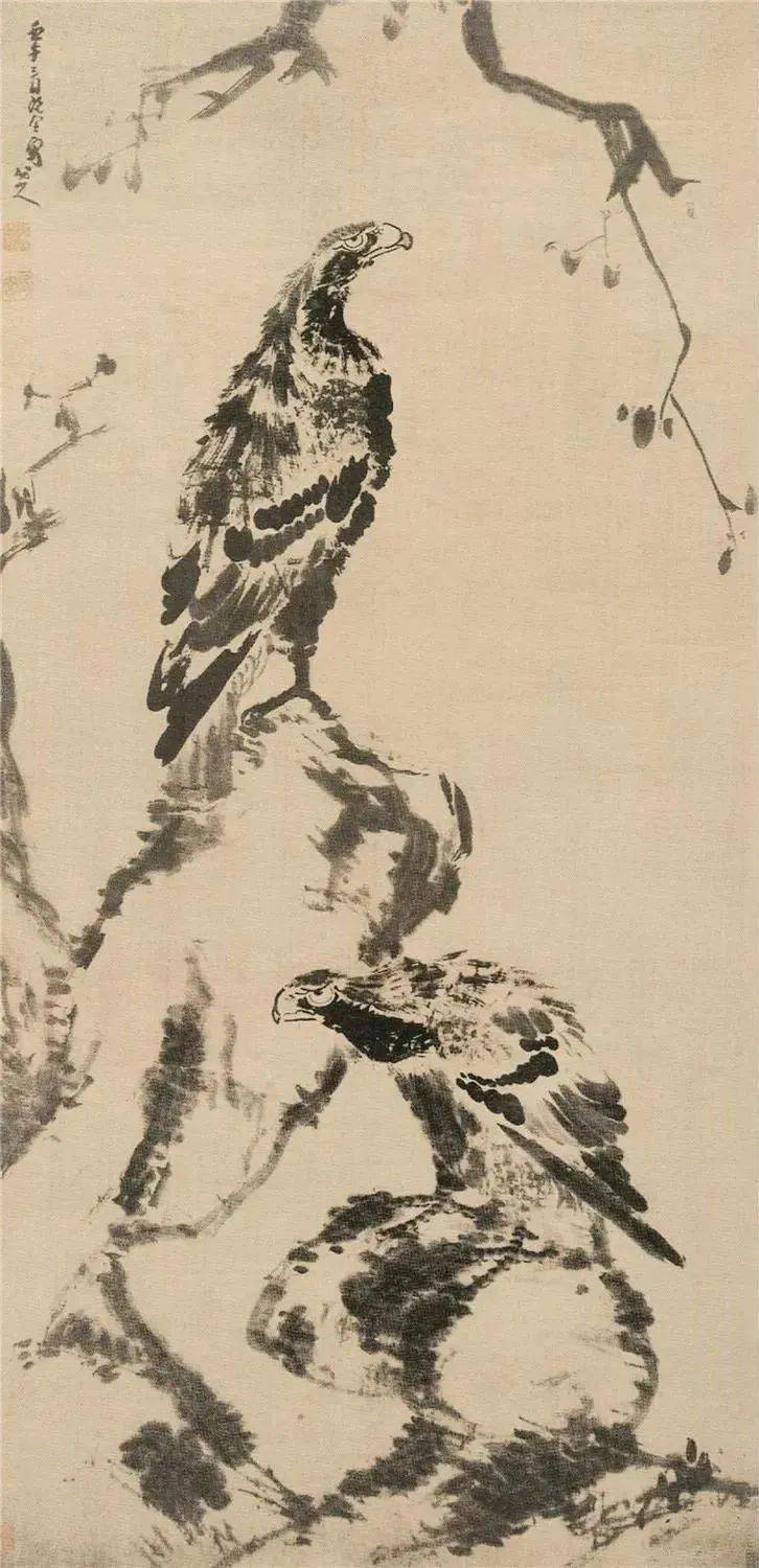 清 八大山人《双鹰图》（美国大都会艺术博物馆藏）