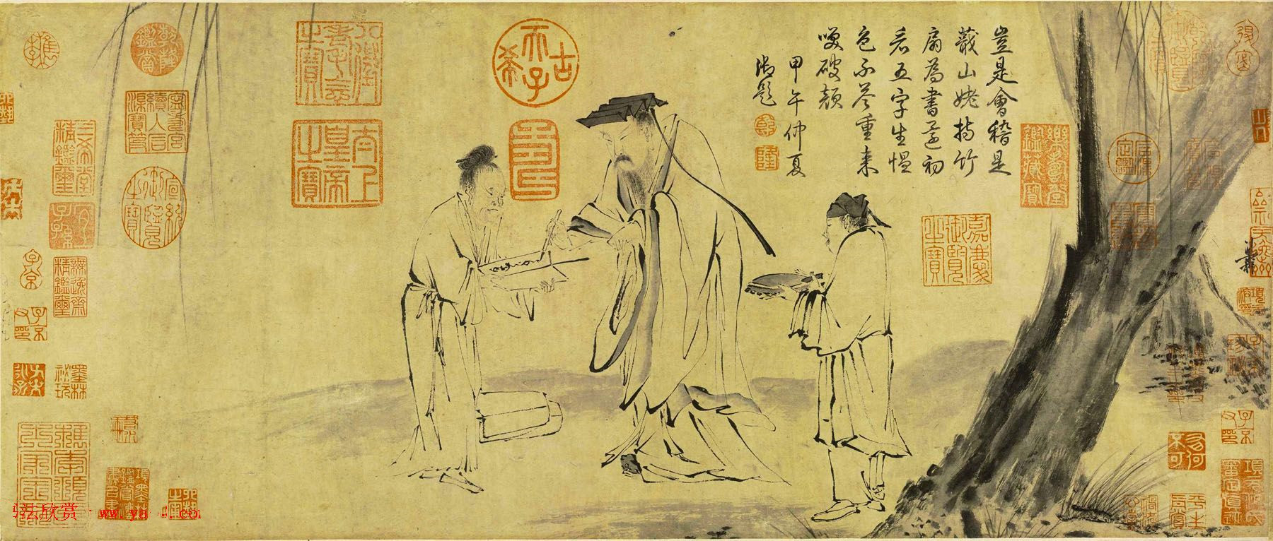 南宋 梁楷 简笔人物画《右军书扇图》卷（北京故宫博物院藏）