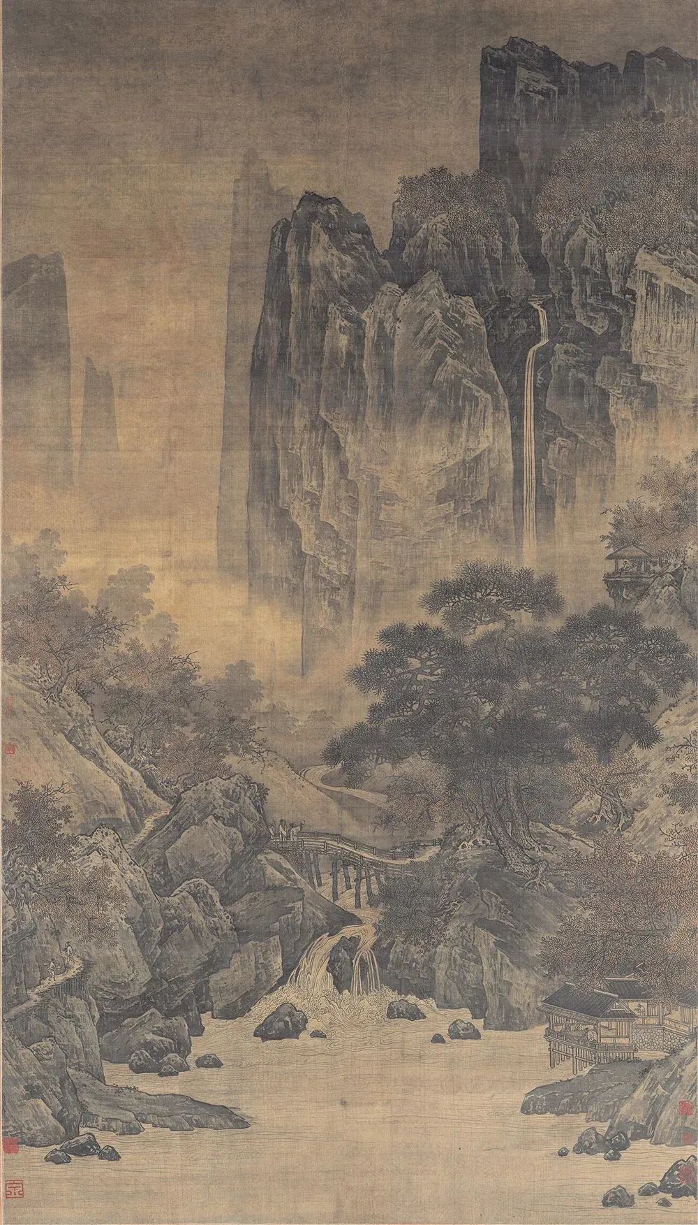 宋 萧照《秋山红树图》