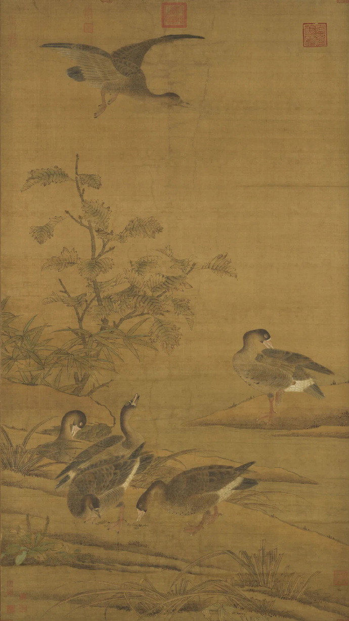 南宋 佚名《寒塘群雁图》
