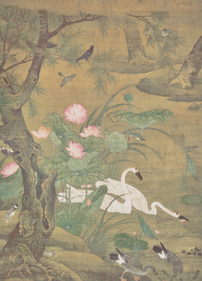明 佚名 瑞莲翎毛图