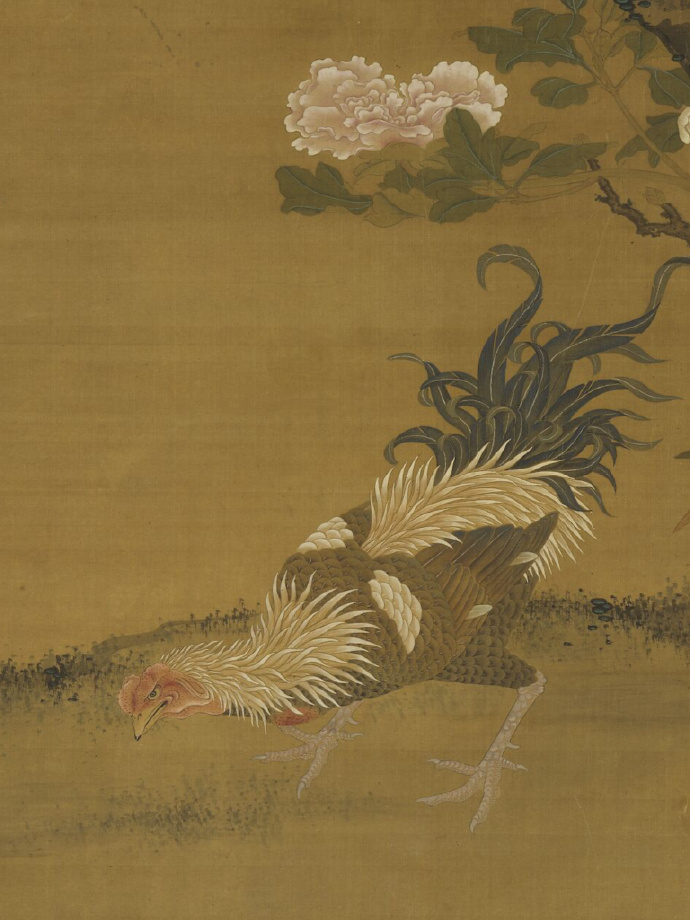 元 佚名《花下将雏图》