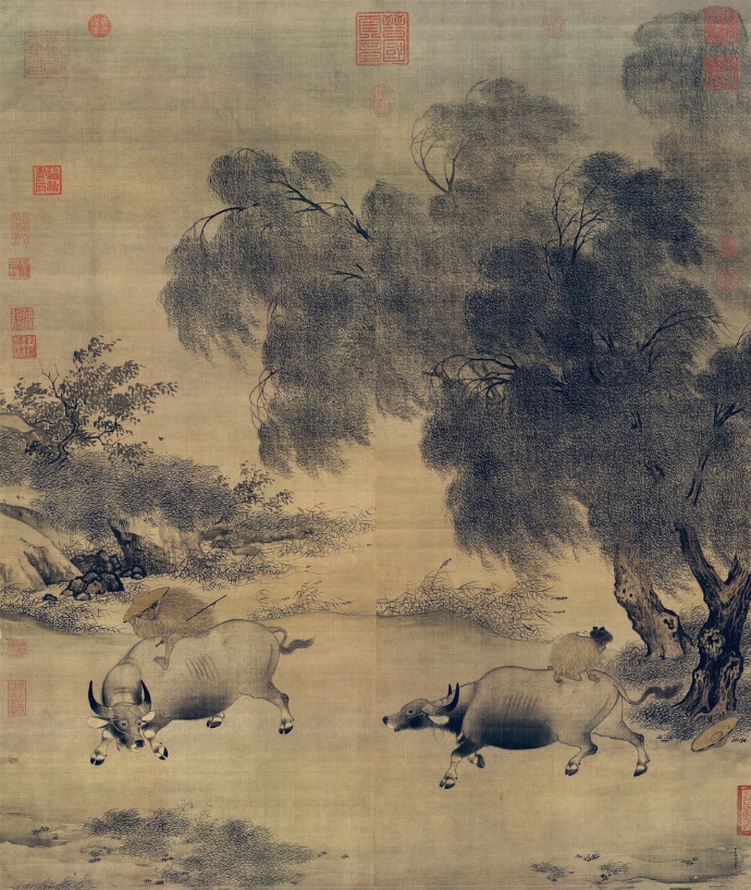 宋·李迪《风雨牧归图》