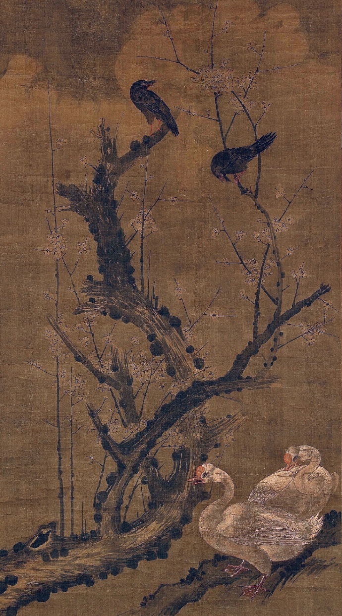 宋 王凝《梅鹊双鹅》
