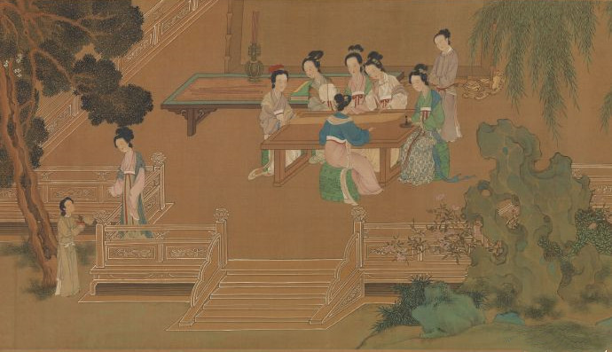 五代南唐 周文矩《仙姬文会图卷》