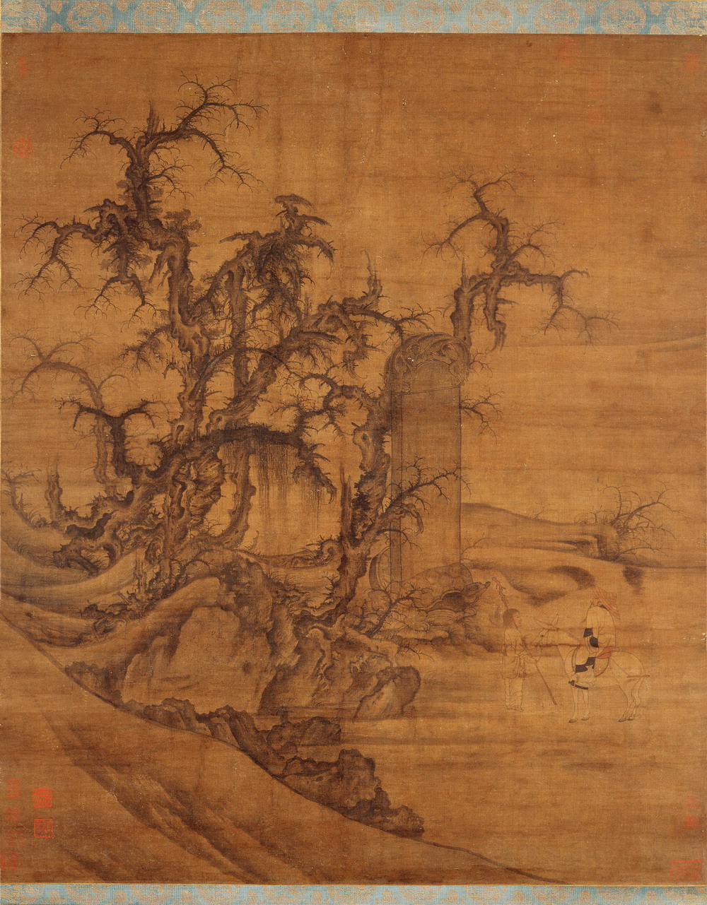 宋代画家李成、王晓合作之《读碑窠石图》