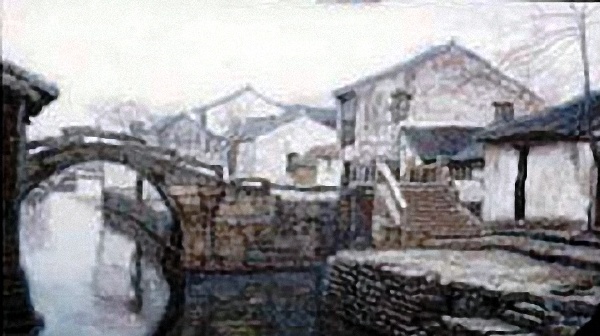 陈逸飞油画作品《双桥》