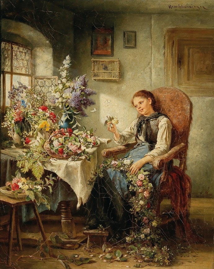罗莎·施维宁格《花环》(A Garland of Flowers)