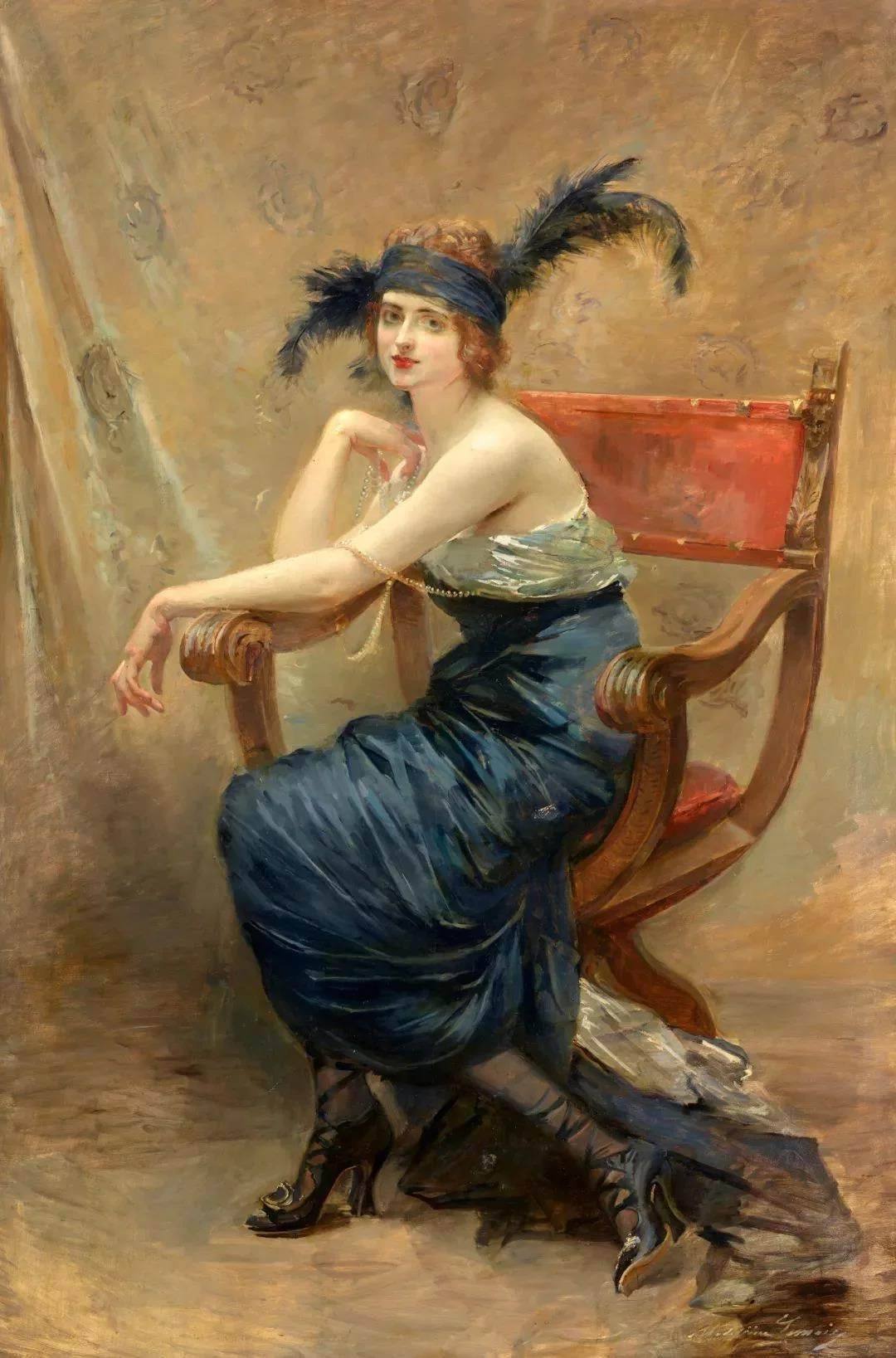  法国女画家马德琳·勒梅尔写实人物油画作品欣赏
