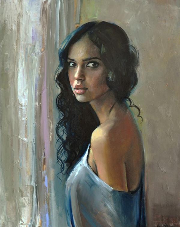Emilii Wilk 女性肖像绘画作品