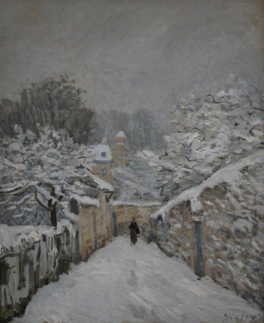 Alfred Sisley《鲁弗申的雪》（Snow At Louvecienne