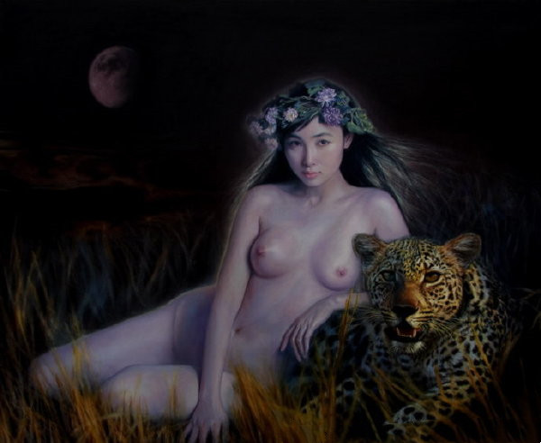 中国画家人体油画；东方神女