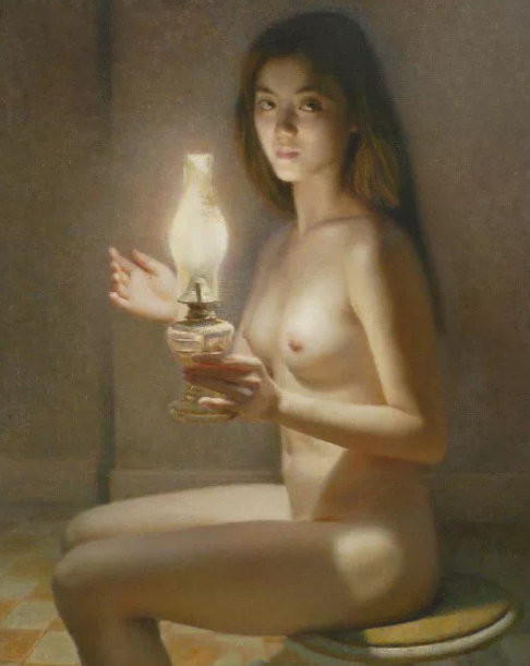 侯伟的女人体油画作品