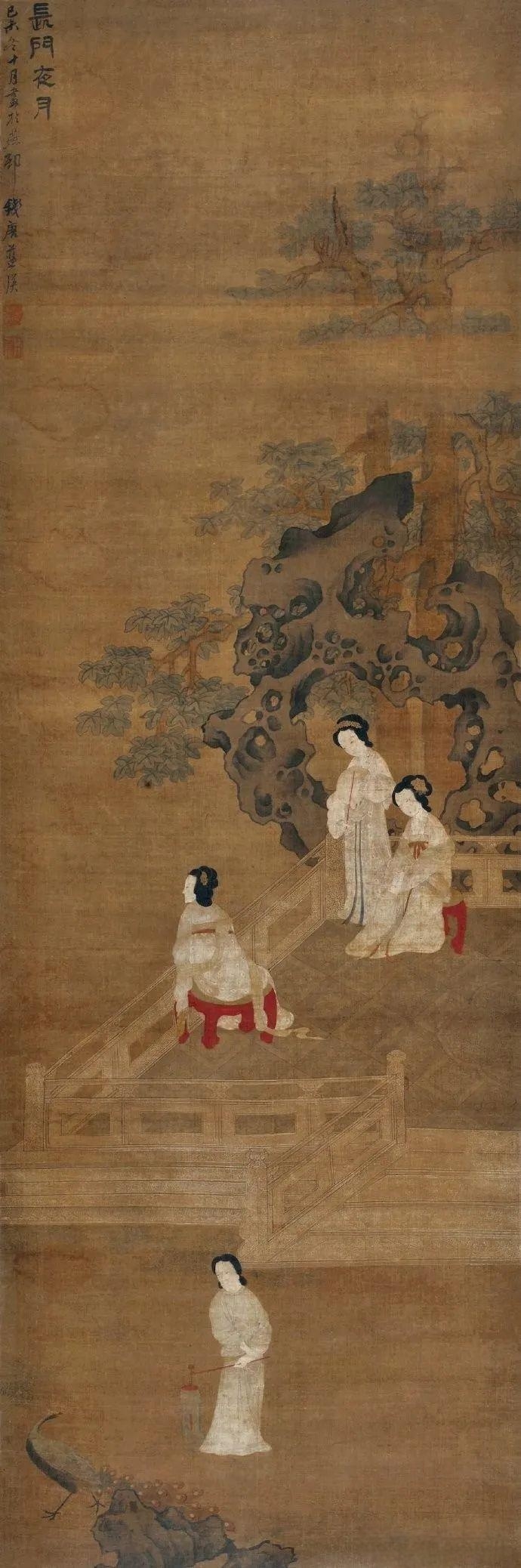 蓝瑛《长门夜月图》立軸