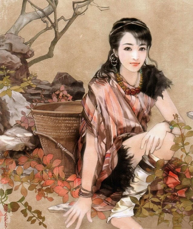 画家笔下的中华独龙族美女