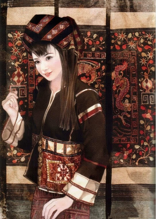 画家笔下的中华拉祜族美女