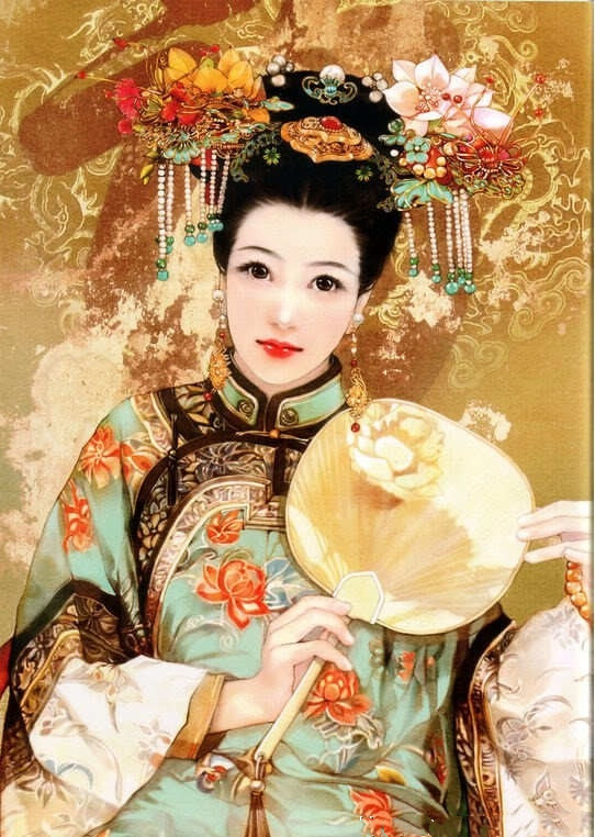 画家笔下的中华满族美女