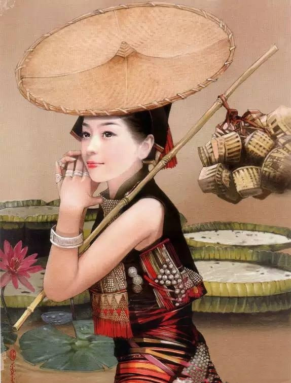画家笔下的中华傣族美女