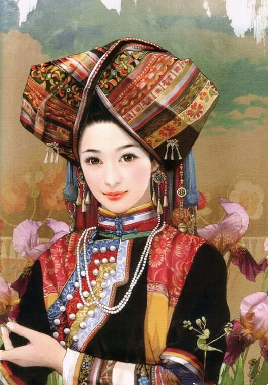 画家笔下的中华傈僳族美女