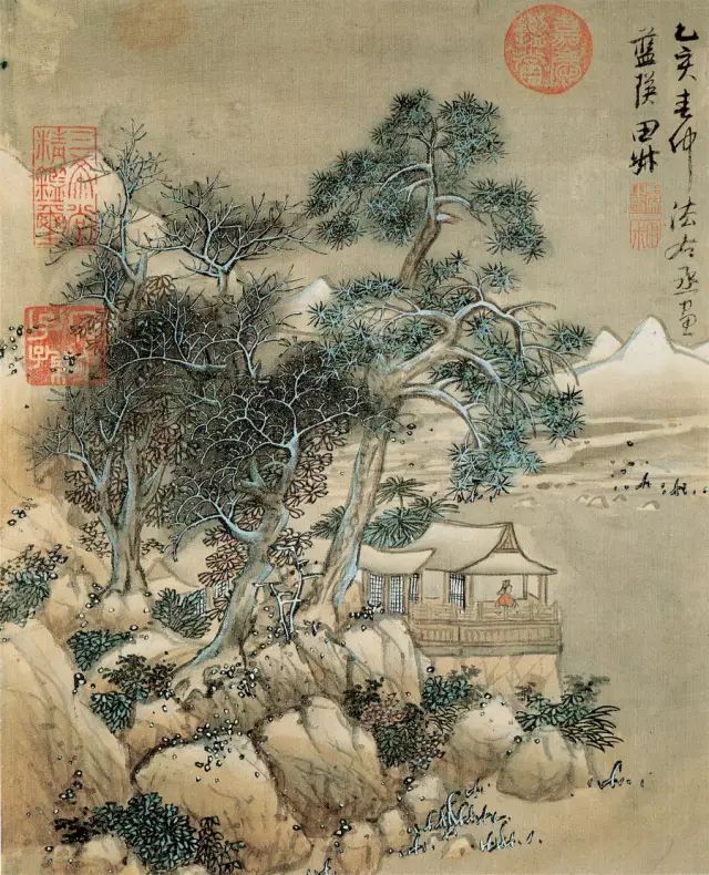 明.蓝瑛山水画《乙亥春仲法右丞画》