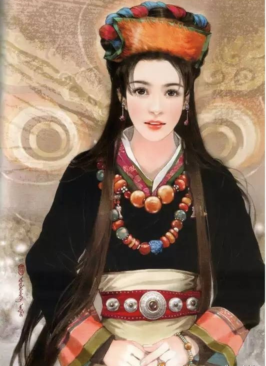 画家笔下的中华门巴族美女