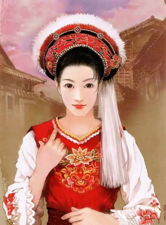 画家笔下的中华白族美女