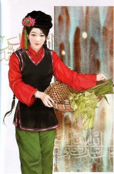 画家笔下的中华保安族美女