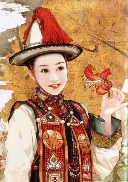 画家笔下的中华裕固族美女