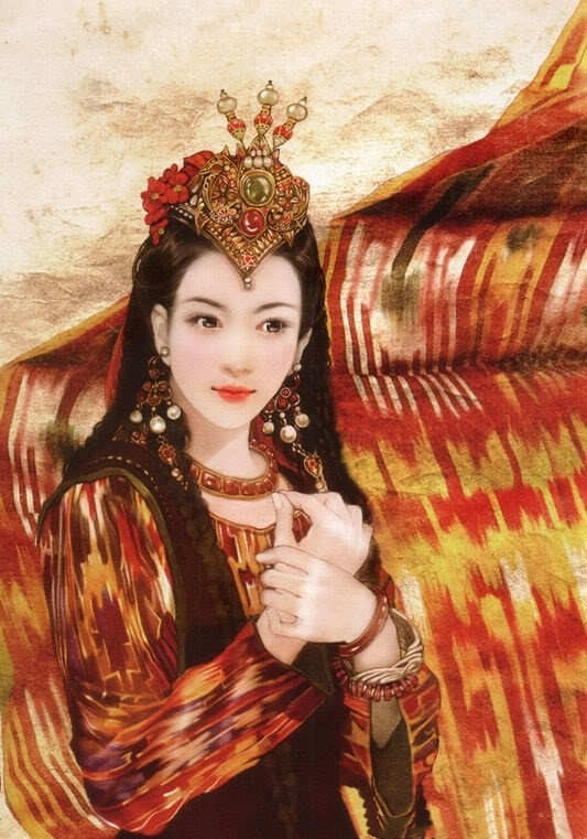 画家笔下的中华乌孜别克族美女