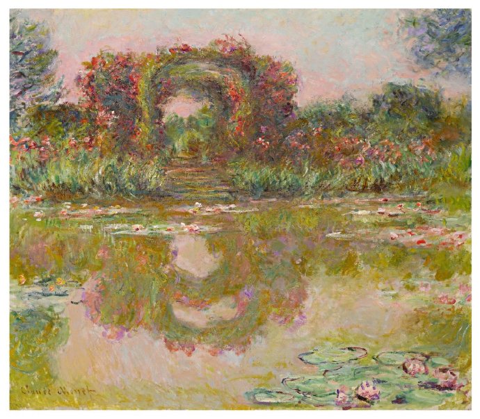 莫奈《吉维尼的玫瑰花拱》（1913）
