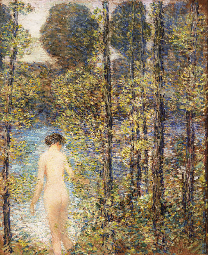 美国印象派画家Childe Hassam 的作品《浴者》
