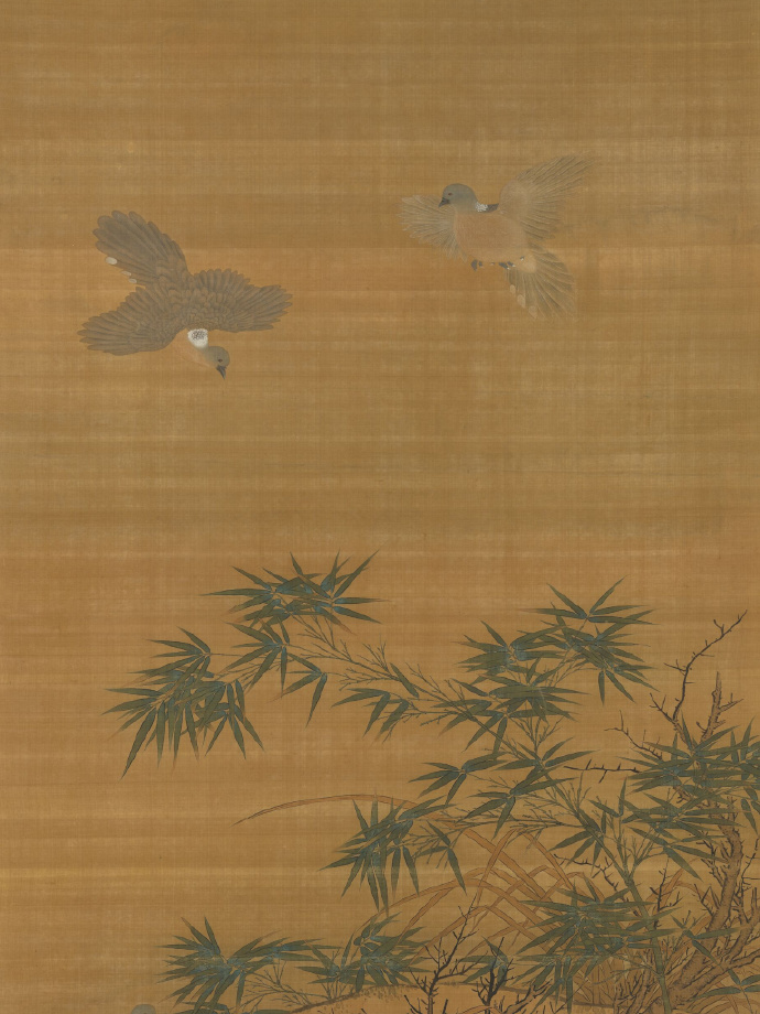 五代十国 黄筌《竹林鹁鸽图》(传)