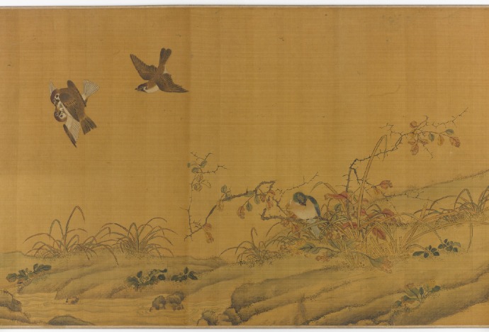 花鸟图卷之麻雀，宋，易元吉