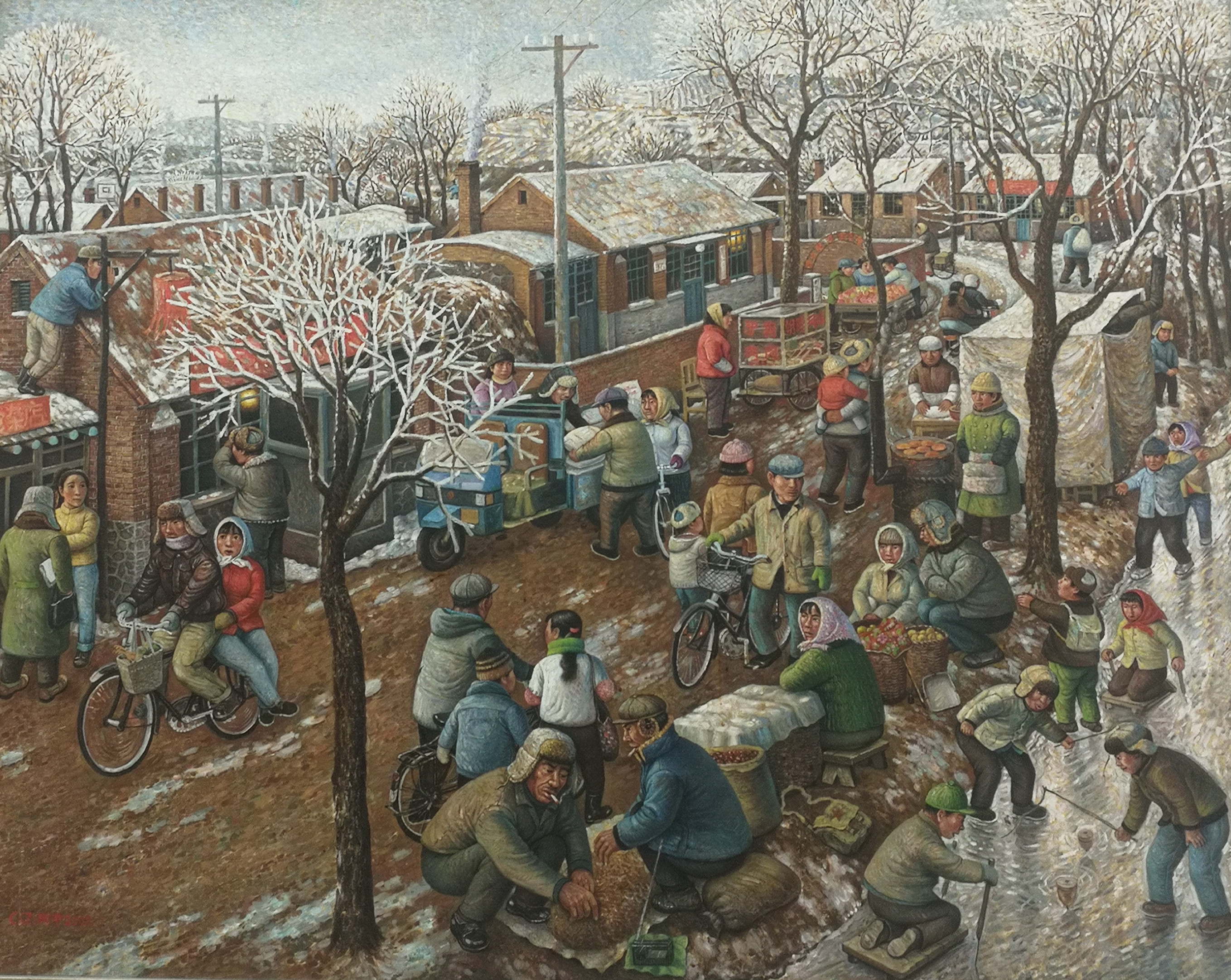 观复博物馆油画《野草滩的银装》作者：陈树中