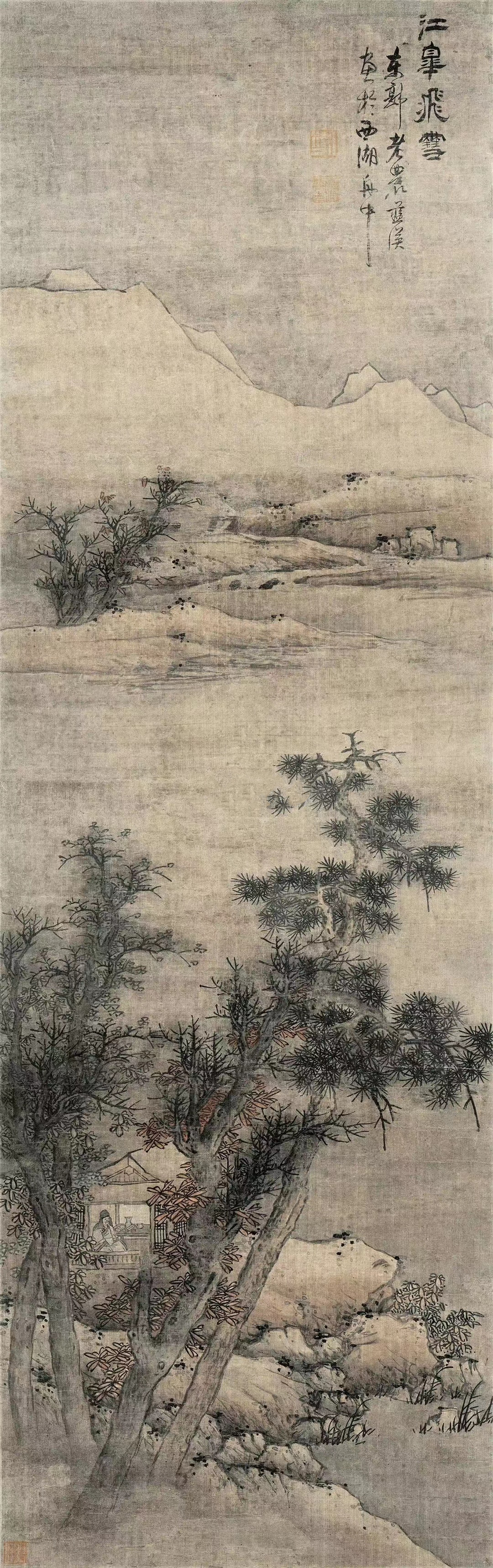 江皋飞雪图 蓝瑛