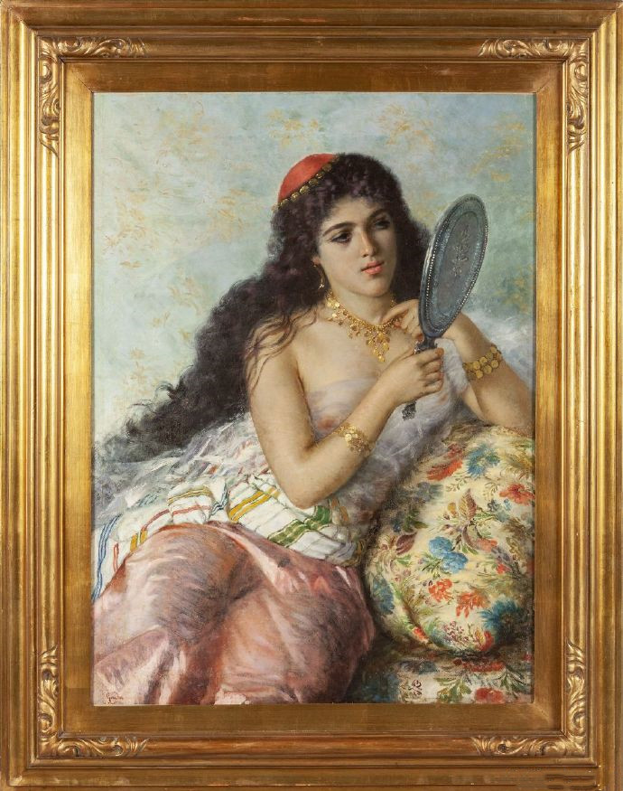 意大利画家Giovanni Guida (1837-1895)的作品《宫女》